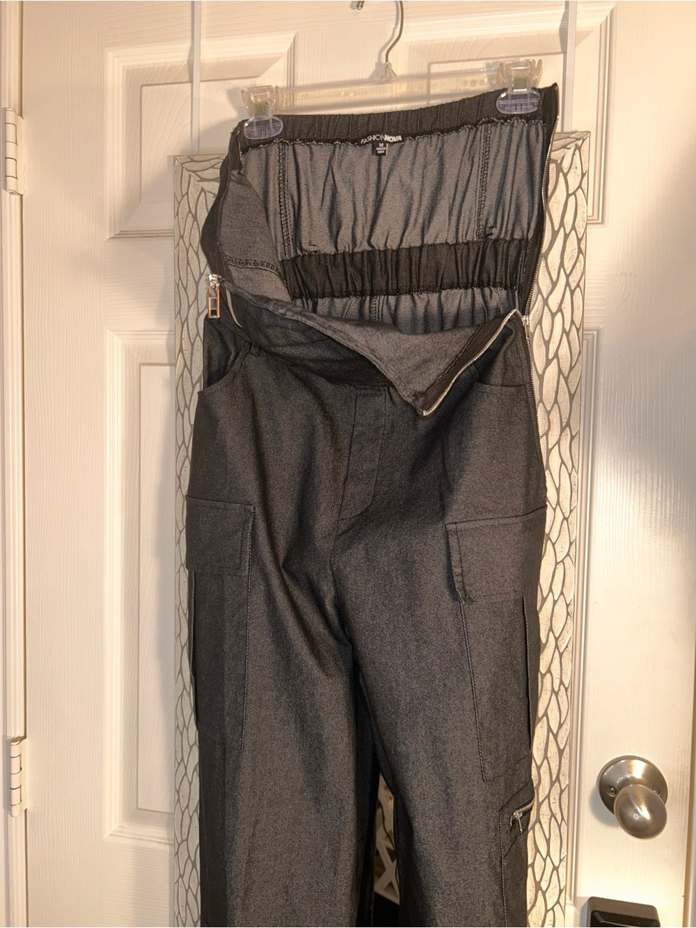 Fashion Nova Black Strapless Wide-Leg Jumpsuit with Cargo Pockets - Picture 14 of 14